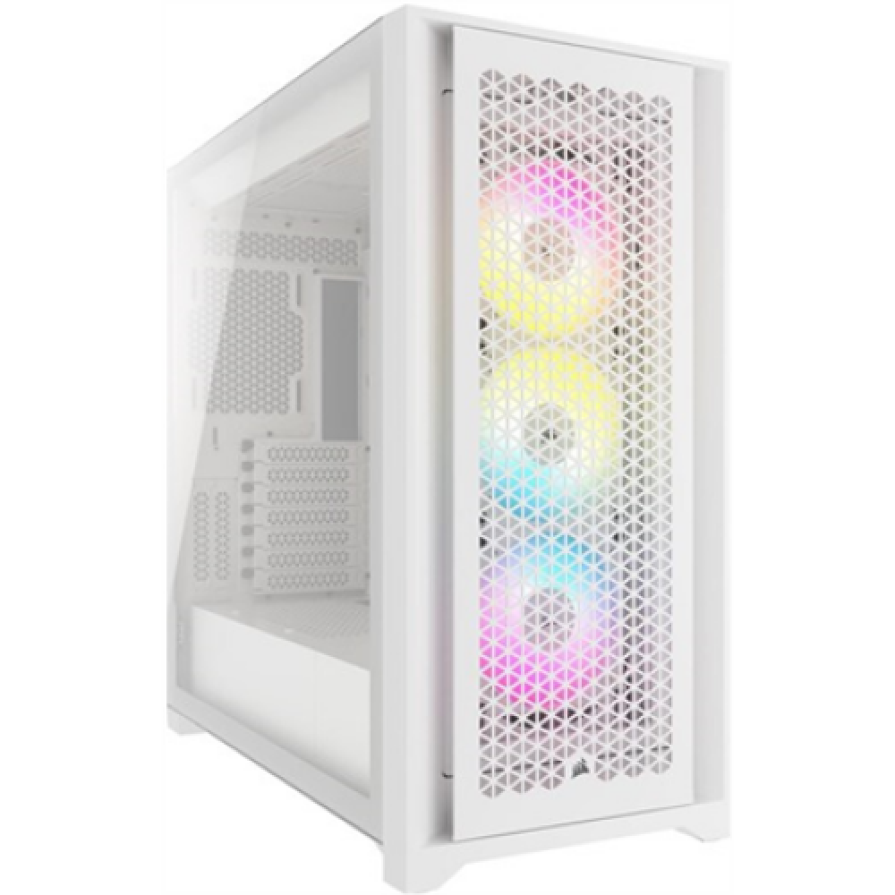 Corsair Tempered Glass PC Case iCUE 5000D RGB AIRFLOW Side window, White, Mid-Tower, Power supply included No