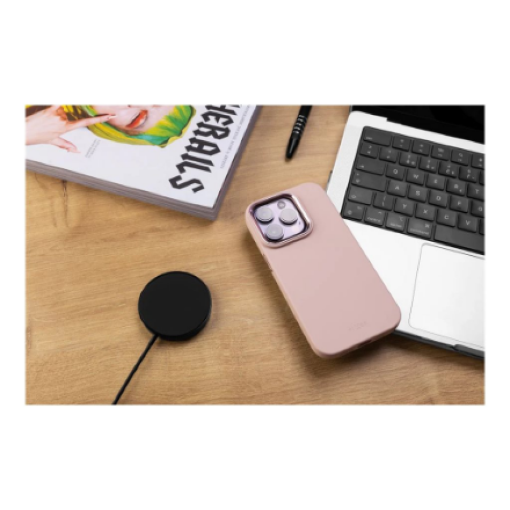 Fixed , MagFlow , Back cover , Apple , iPhone 15 , Liquid silicon , Pink