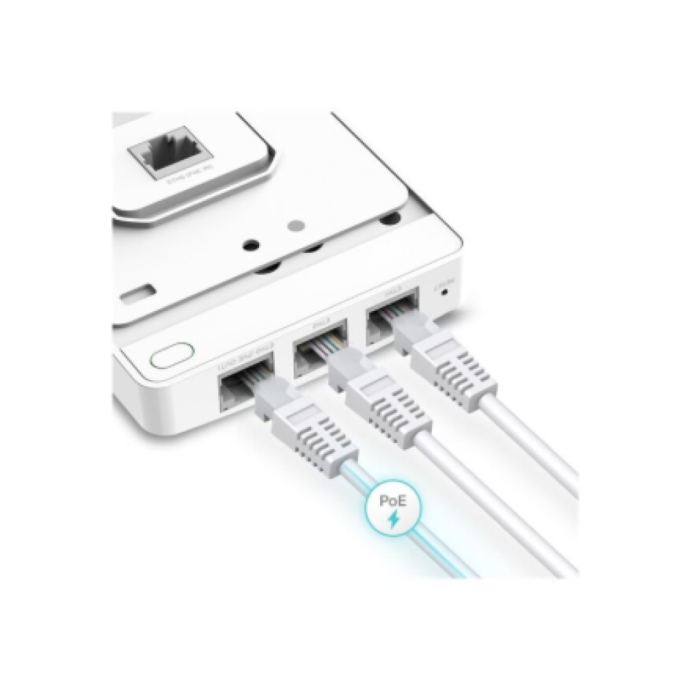 TP-LINK , AX1800 Wall-Plate Dual-Band Wi-Fi 6 Access Point , EAP615-Wall , 802.11ax , 10/100/1000 Mbit/s , Ethernet LAN (RJ-45) ports 4 , MU-MiMO Yes , PoE out