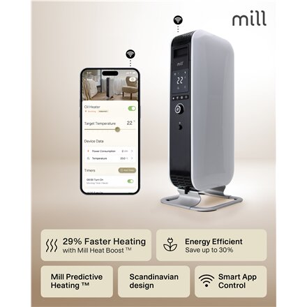 Mill , Heater , OIL1500WIFI3 GEN3 , Oil Filled Radiator , 1500 W , Number of power levels 3 , Suitable for rooms up to 25 m² , White