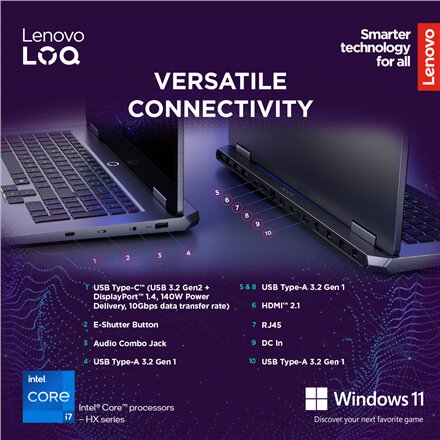 Lenovo LOQ 17IRX10 , Luna Grey , 17.3 , IPS , FHD , 1920 x 1080 pixels , Anti-glare , Intel Core i7 , i7-13650HX , 16 GB , SODIMM DDR5 , Solid-state drive capacity 1000 GB , NVIDIA GeForce RTX 5060 , GDDR7 , 8 GB , Windows 11 Home , 802.11ax , Bluetooth v