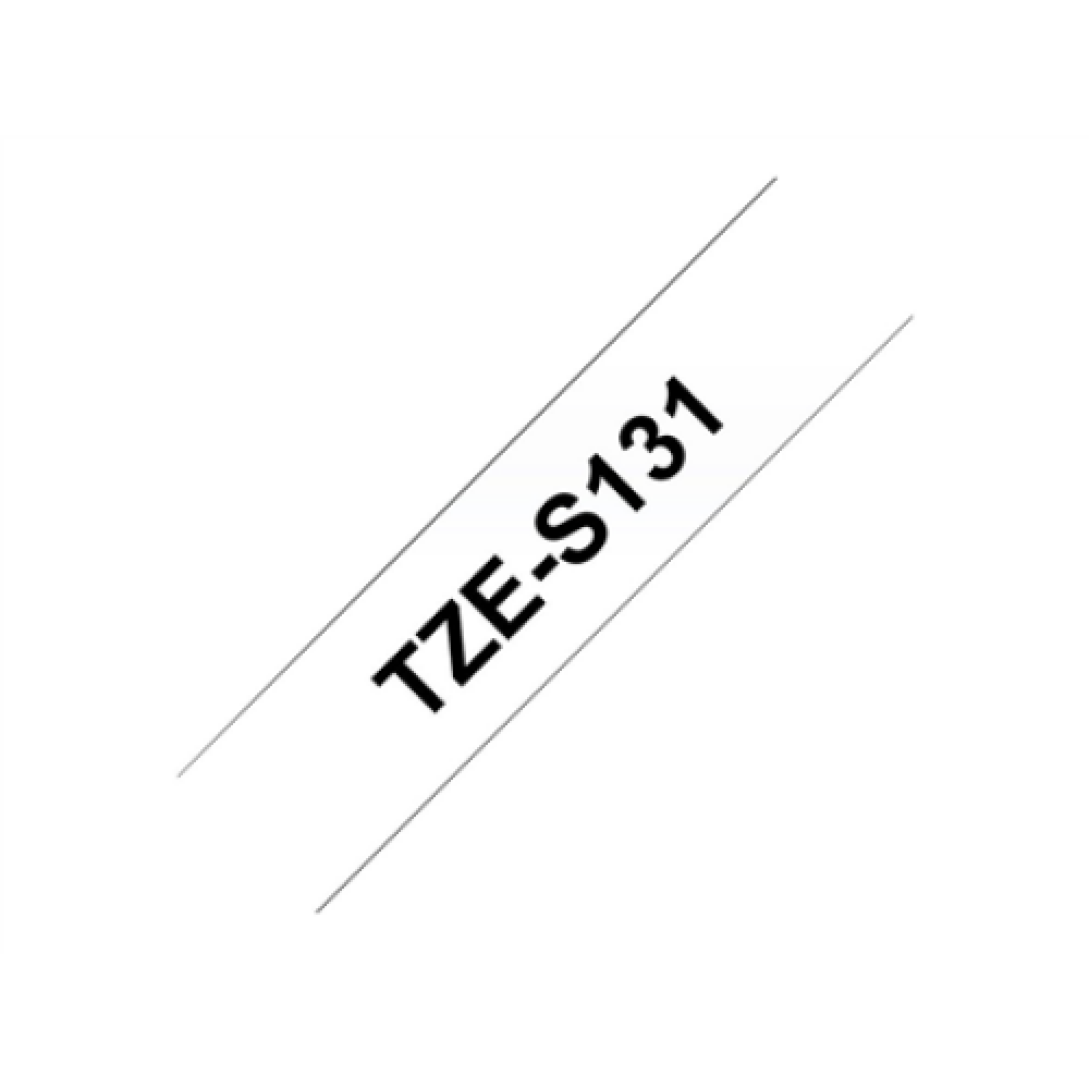 Brother , TZe-S131 Strong Adhesive Laminated Tape , Black on Clear , TZe , 8 m , 1.2 cm