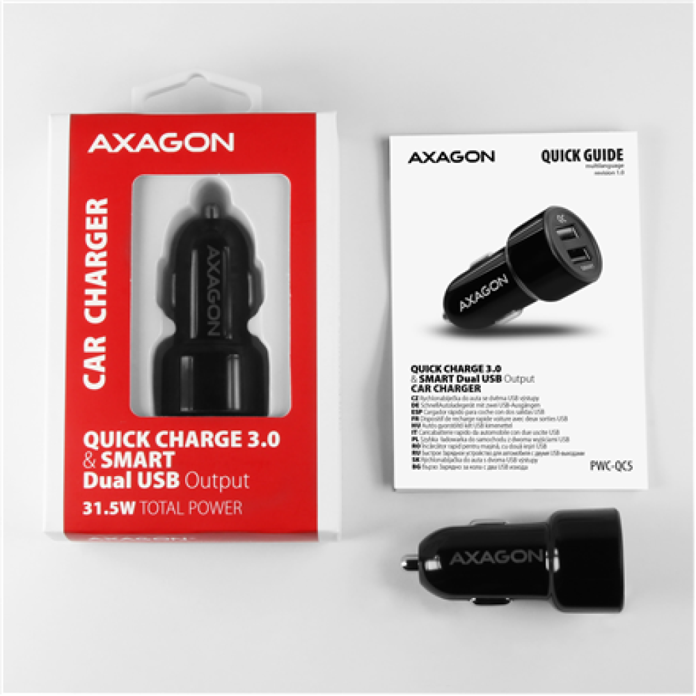 AXAGON Dual car charger, 31.5W , PWC-QC5