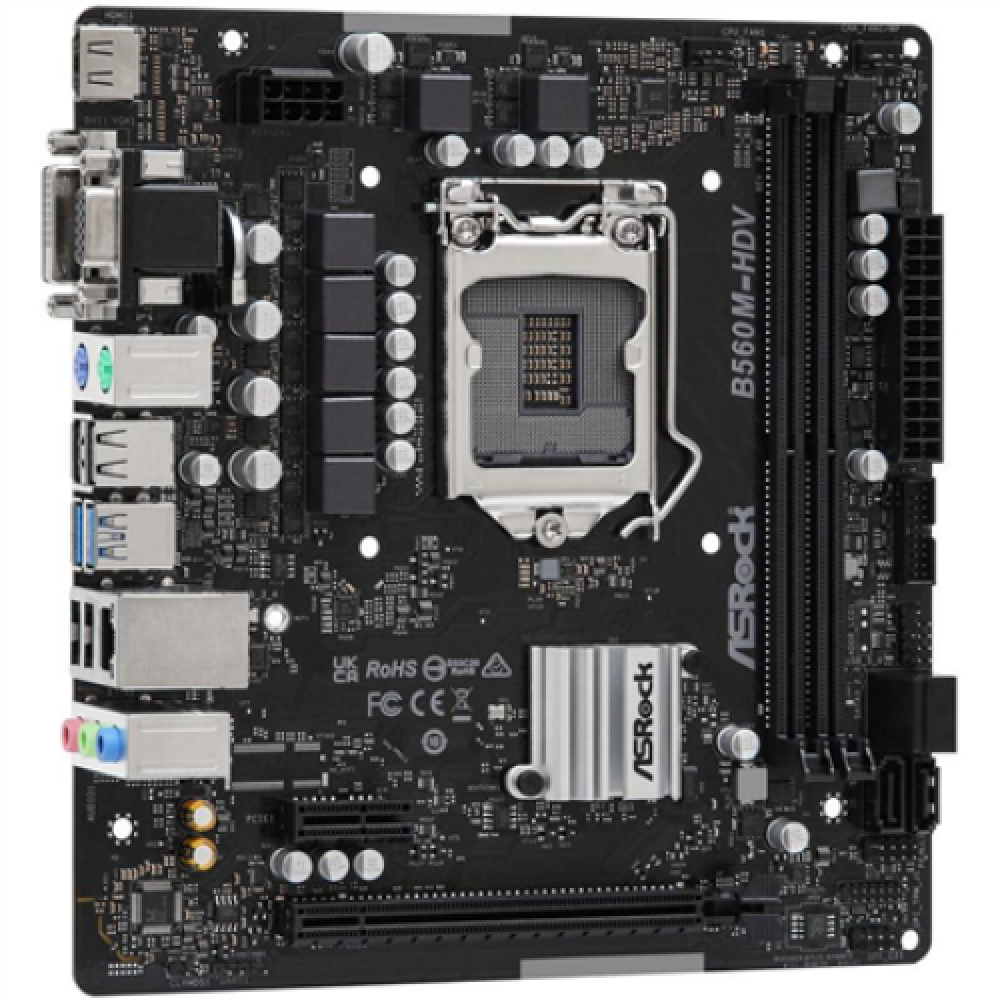 ASRock B560M-HDV R3.0 Processor family Intel Processor socket LGA1200 DDR4 DIMM Memory slots 2 Supported hard disk drive interfaces SATA3 Number of SATA connectors 4 Chipset B560 Micro ATX