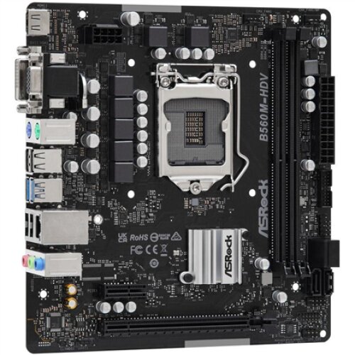 ASRock B560M-HDV R3.0 Processor family Intel Processor socket LGA1200 DDR4 DIMM Memory slots 2 Supported hard disk drive interfaces SATA3 Number of SATA connectors 4 Chipset B560 Micro ATX
