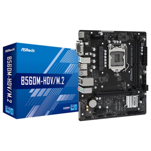 ASRock B560M-HDV R3.0 Processor family Intel Processor socket LGA1200 DDR4 DIMM Memory slots 2 Supported hard disk drive interfaces SATA3 Number of SATA connectors 4 Chipset B560 Micro ATX