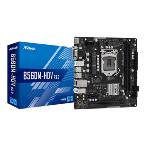 ASRock B560M-HDV R3.0 Processor family Intel Processor socket LGA1200 DDR4 DIMM Memory slots 2 Supported hard disk drive interfaces SATA3 Number of SATA connectors 4 Chipset B560 Micro ATX