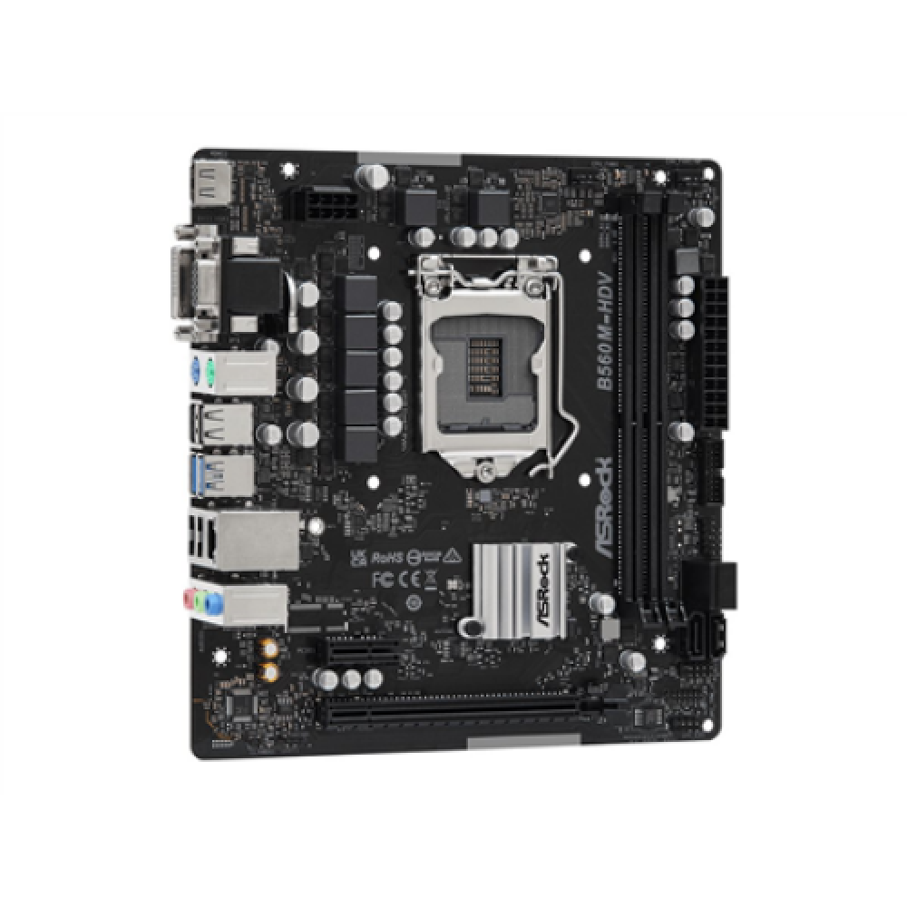 ASRock B560M-HDV R3.0 Processor family Intel Processor socket LGA1200 DDR4 DIMM Memory slots 2 Supported hard disk drive interfaces SATA3 Number of SATA connectors 4 Chipset B560 Micro ATX
