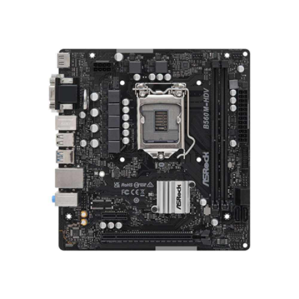 ASRock B560M-HDV R3.0 Processor family Intel Processor socket LGA1200 DDR4 DIMM Memory slots 2 Supported hard disk drive interfaces SATA3 Number of SATA connectors 4 Chipset B560 Micro ATX