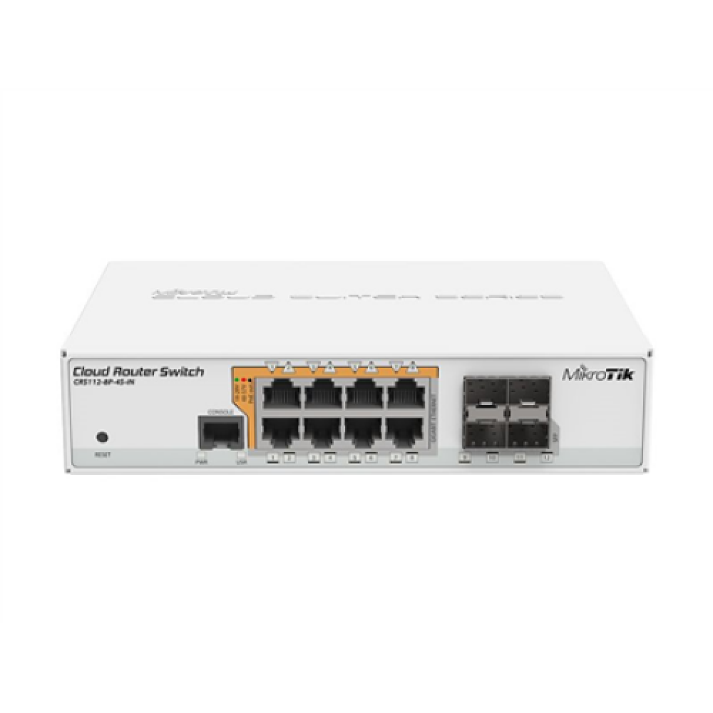 MikroTik , Cloud Router Switch CRS112-8P-4S-IN , Web managed , Desktop , Gigabit Ethernet (copper) ports quantity 8 , SFP ports quantity 4 , 12 month(s)