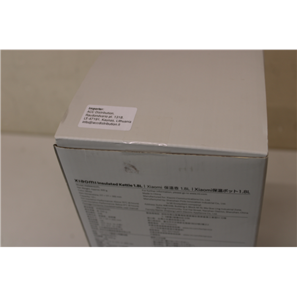 SALE OUT. Xiaomi Insulated Kettle 1,8L , Xiaomi Insulated Kettle , Insulated , 1.8 L , Stainless steel/Polypropylene , White , UNPACKED, SCRATCHES ON SIDE