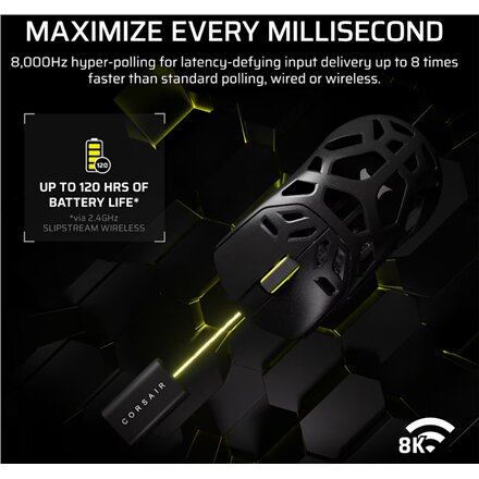 Corsair SABRE V2 PRO , Gaming Mouse , Wireless/Wired , 2.4GHz, Bluetooth, USB-C , Black