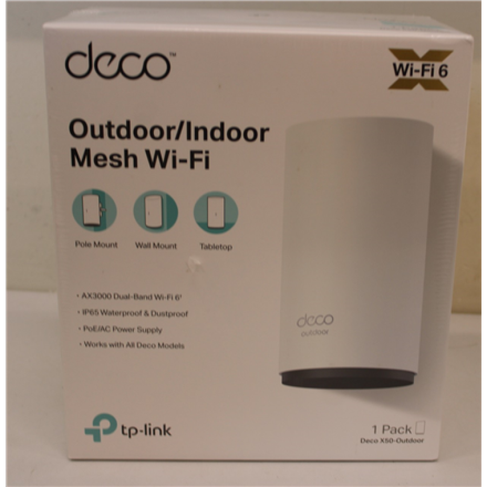 SALE OUT. TP-LINK Deco X50-Outdoor AX3000 Outdoor Whole Home Mesh WiFi 6 Unit , SALE OUT. TP-LINK AX3000 Outdoor Whole Home Mesh WiFi 6 Unit , Deco X50-Outdoor , 802.11ax , 10/100/1000 Mbit/s , Ethernet LAN (RJ-45) ports 2 , Mesh Support Yes , MU-MiMO Yes