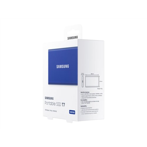 Samsung MU-PC500H/WW Portable SSD T7 500GB Portable SSD , T7 , 500 GB , N/A , USB 3.2 , Blue