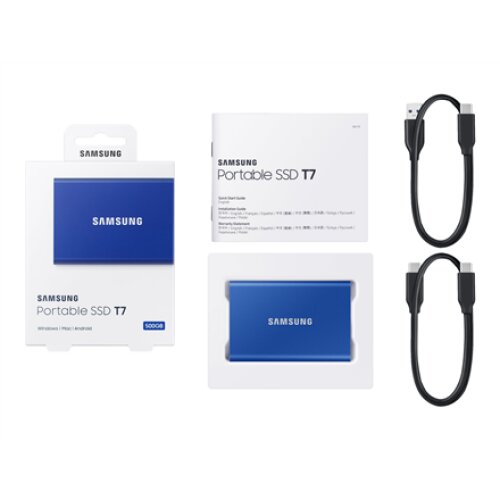 Samsung MU-PC500H/WW Portable SSD T7 500GB Portable SSD , T7 , 500 GB , N/A , USB 3.2 , Blue