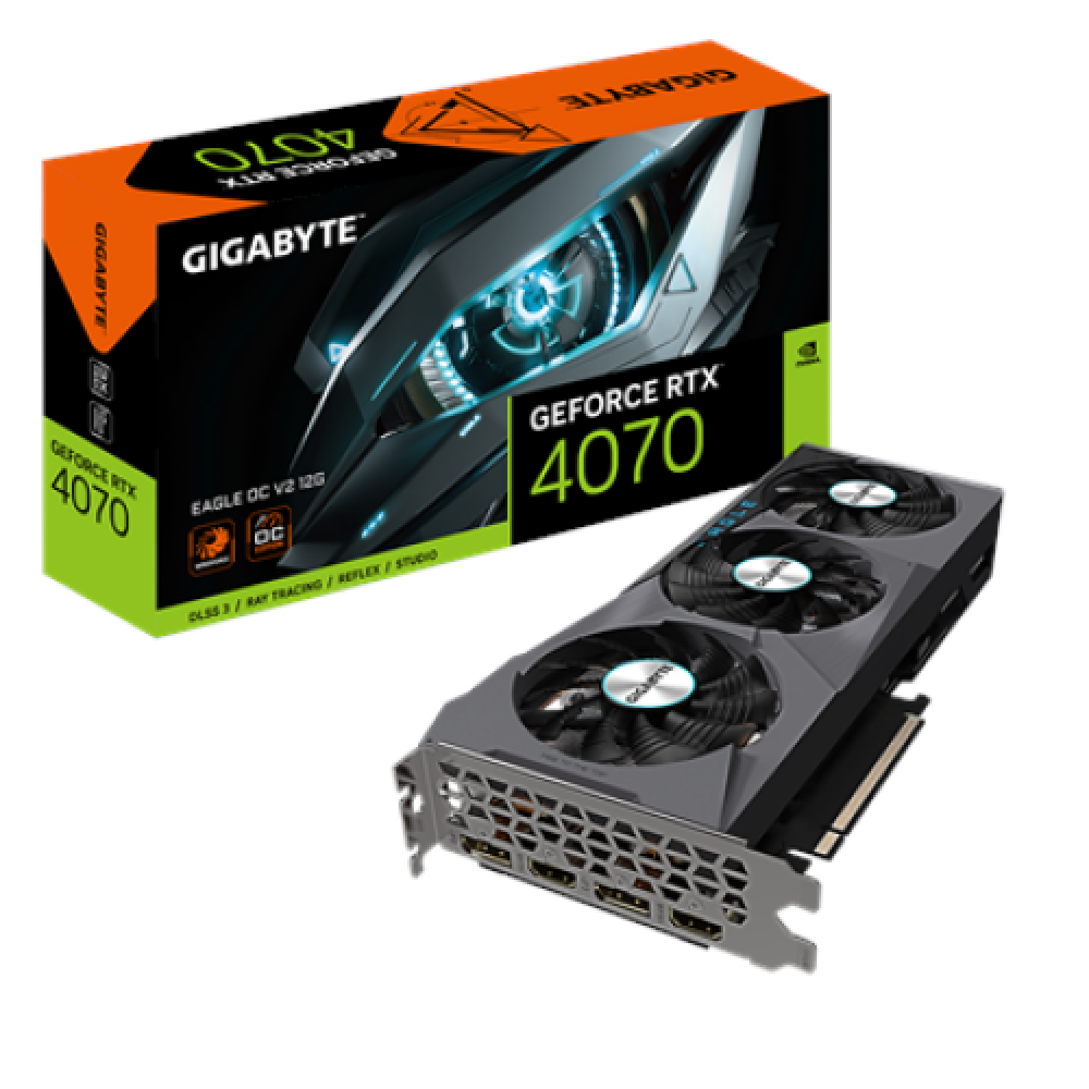 Gigabyte , GV-N4070EAGLE OCV2-12GD 1.0 , NVIDIA , 12 GB , GeForce RTX 4070 , GDDR6X , HDMI ports quantity 2 , PCI-E 4.0 , Memory clock speed 2505 MHz