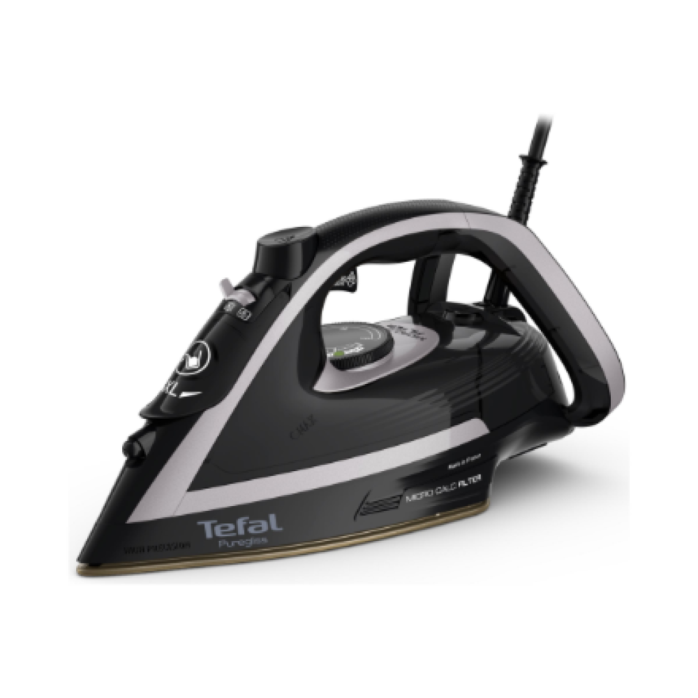 TEFAL , FV8062 Puregliss , Steam Iron , 3000 W , Water tank capacity 0.27 ml , Continuous steam 50 g/min , Steam boost performance 280 g/min , Black/Grey