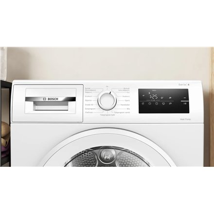 Bosch Dryer machine with heat pump , WTH85V0MSN , Energy efficiency class E , Front loading , 8 kg , LED , Depth 61 cm , White