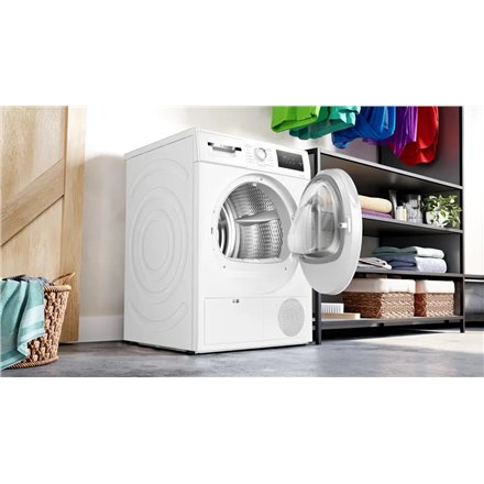 Bosch Dryer machine with heat pump , WTH85V0MSN , Energy efficiency class E , Front loading , 8 kg , LED , Depth 61 cm , White