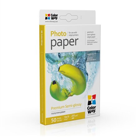ColorWay Photo Paper, 50 sheets , Premium Semi-Glossy , 255 g/m² , 10x15