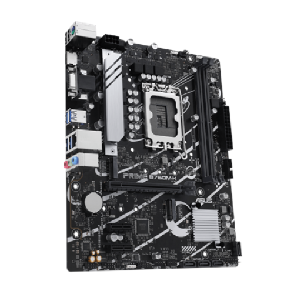 Asus PRIME B760M-K Processor family Intel, Processor socket LGA1700, DDR5 DIMM, Memory slots 2, Supported hard disk drive interfaces SATA, M.2, Number of SATA connectors 4, Chipset Intel B760, mATX