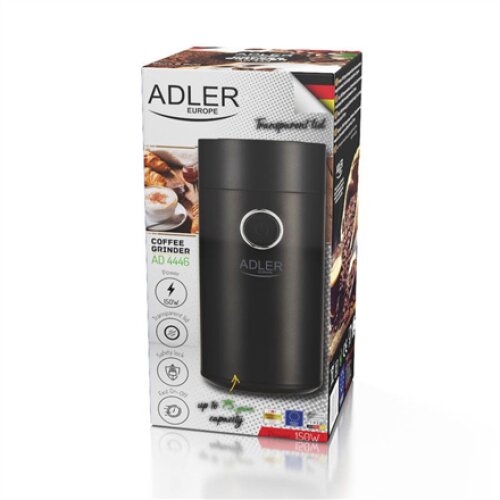 Adler , Coffee grinder , AD4446bs , 150 W , Coffee beans capacity 75 g , Lid safety switch , Black