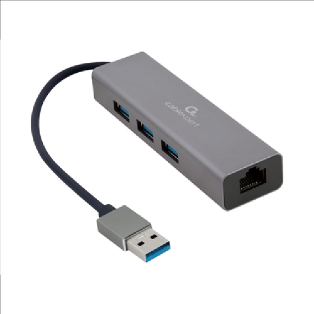 Cablexpert , USB AM Gigabit network adapter with 3-port USB 3.0 hub , A-AMU3-LAN-01
