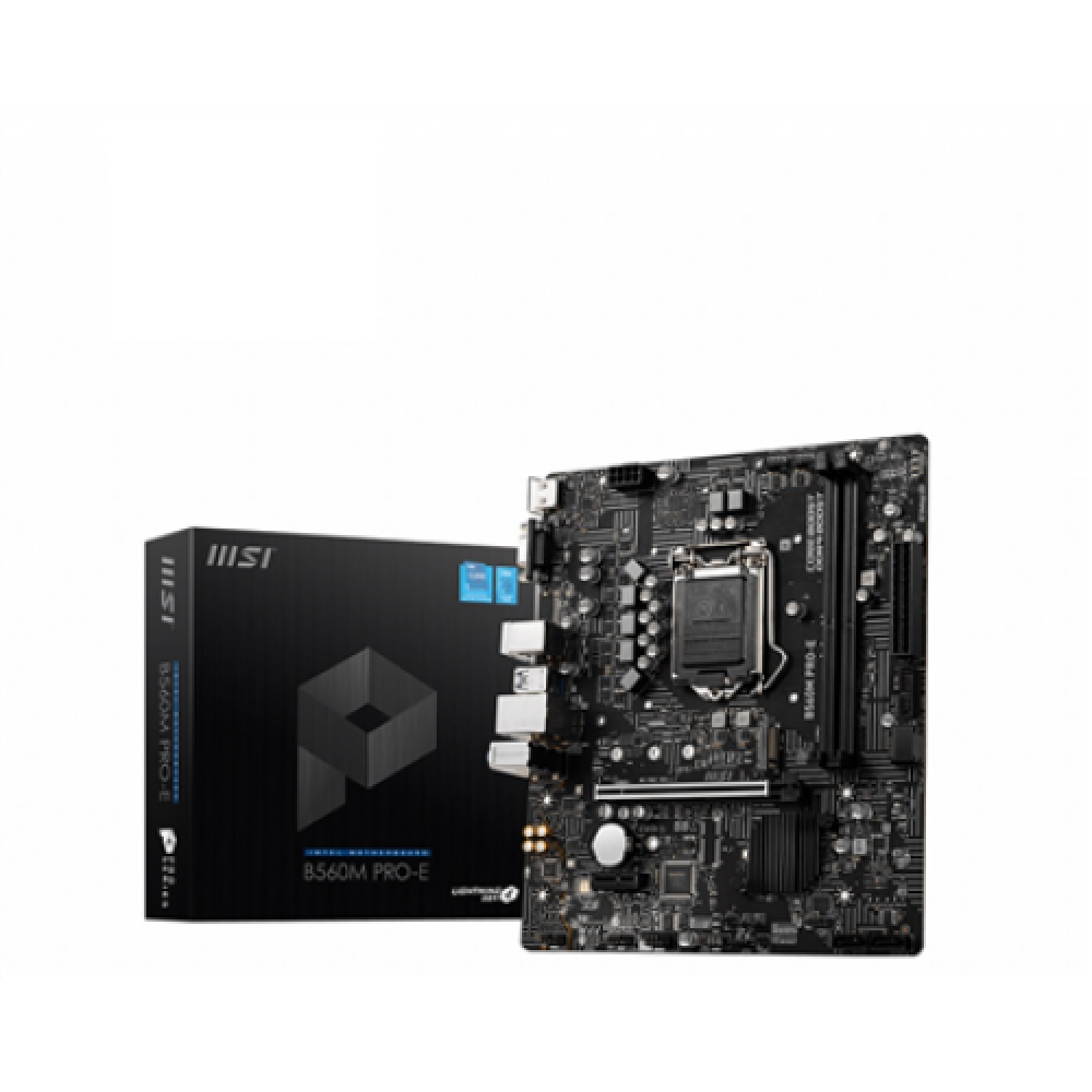 MSI B560M PRO-E Processor family Intel Processor socket LGA1200 DDR4 DIMM Memory slots 2 Supported hard disk drive interfaces SATA, M.2 Number of SATA connectors 4 Chipset Intel B560 MATX