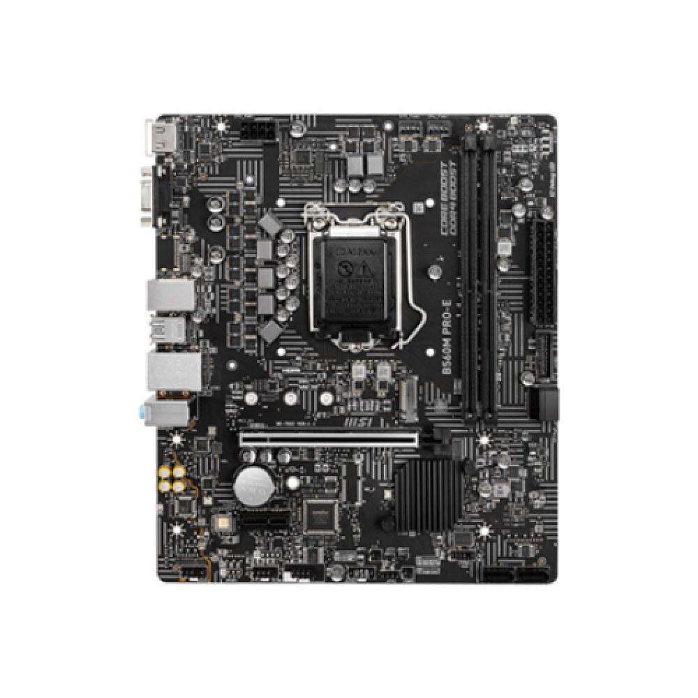 MSI B560M PRO-E Processor family Intel Processor socket LGA1200 DDR4 DIMM Memory slots 2 Supported hard disk drive interfaces SATA, M.2 Number of SATA connectors 4 Chipset Intel B560 MATX