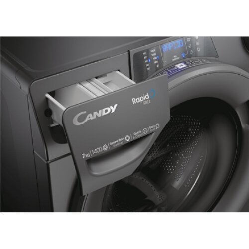 Candy , Washing Machine , RP4 476BWMRR/1-S , Energy efficiency class A , Front loading , Washing capacity 7 kg , 1400 RPM , Depth 45 cm , Width 60 cm , Display , TFT , Steam function , Wi-Fi , Anthracite