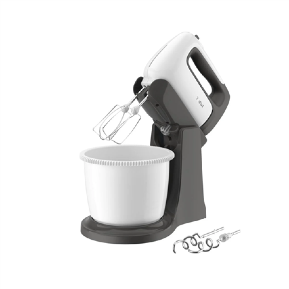 TEFAL , HT464138 PrepMix+ , Hand Mixer , 500 W , Number of speeds 5 , Turbo mode , White/Grey