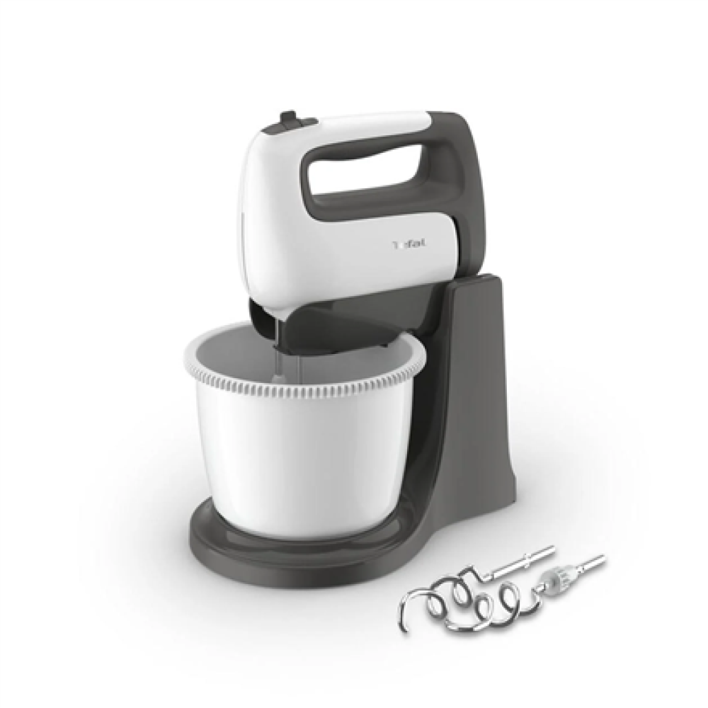 TEFAL , HT464138 PrepMix+ , Hand Mixer , 500 W , Number of speeds 5 , Turbo mode , White/Grey