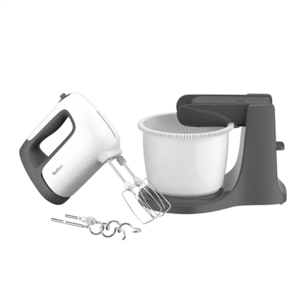 TEFAL , HT464138 PrepMix+ , Hand Mixer , 500 W , Number of speeds 5 , Turbo mode , White/Grey