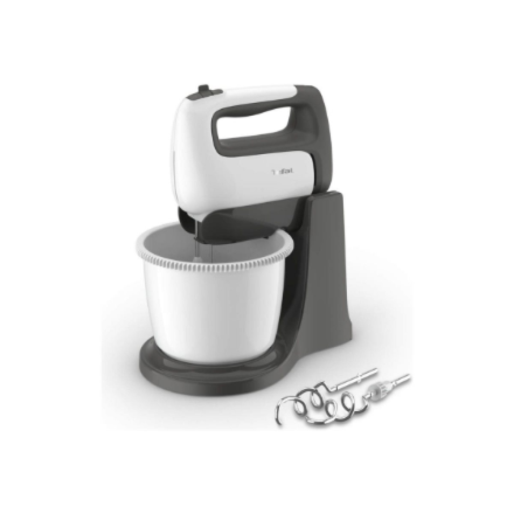 TEFAL , HT464138 PrepMix+ , Hand Mixer , 500 W , Number of speeds 5 , Turbo mode , White/Grey