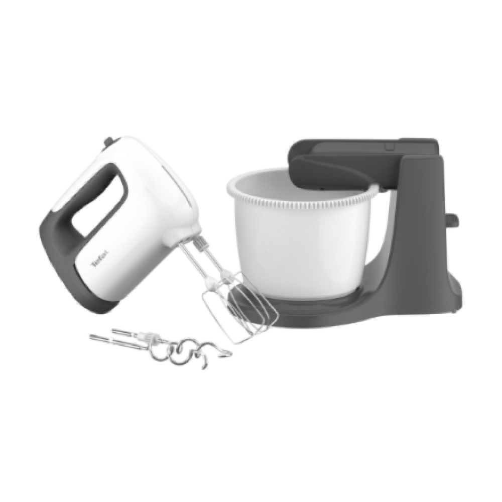 TEFAL , HT464138 PrepMix+ , Hand Mixer , 500 W , Number of speeds 5 , Turbo mode , White/Grey