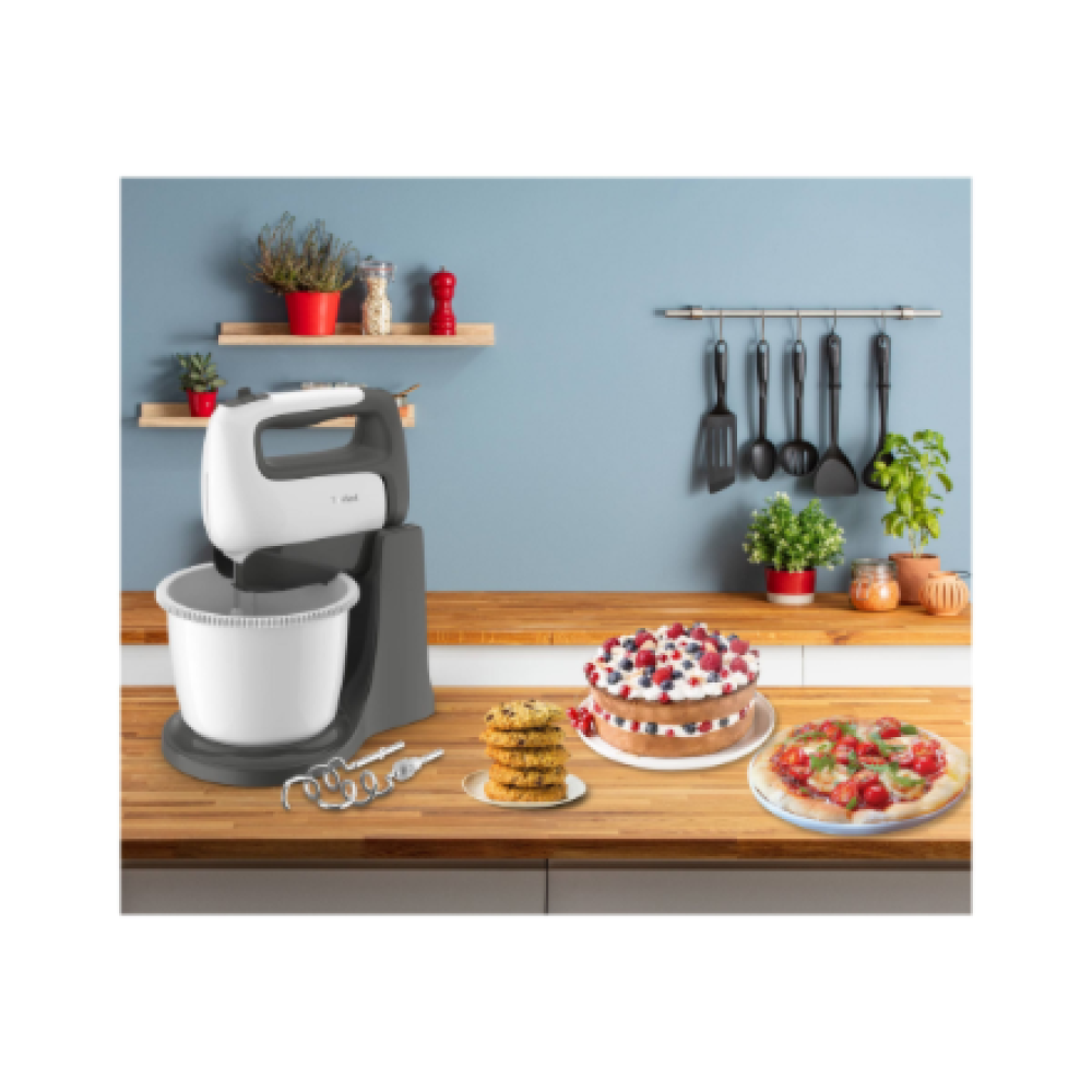 TEFAL , HT464138 PrepMix+ , Hand Mixer , 500 W , Number of speeds 5 , Turbo mode , White/Grey