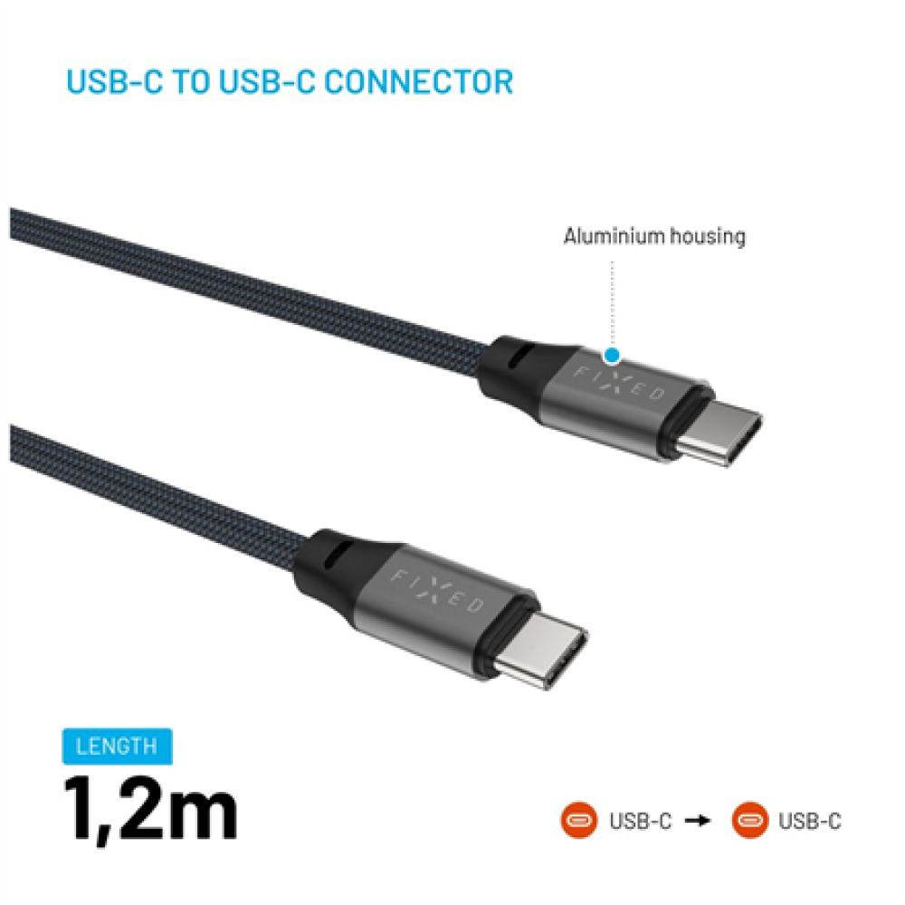 Fixed , Magnetic Braided Cable USB-C/USB-C, USB 2.0, Gray , FIXDBM-CC12-GR