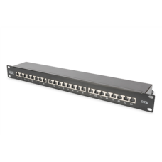 Digitus , Patch Panel , CAT 6A , RJ45, 8P8C , m , RJ45 shielding (Tinned bronze) , Suitable for 483 mm (19) cabinet mounting; Transmission properties: Category 6A, Class EA; Area of application: Up to 500 MHz, 10GBase-T; Size:482.6 x 44 x 109mm