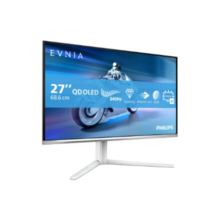Philips , 27M2N6501L/00 , 27 , QD-OLED , 16:9 , 240 Hz , 0.03 ms , 2560 x 1440 pixels , 400 cd/m² , HDMI ports quantity 2 , White