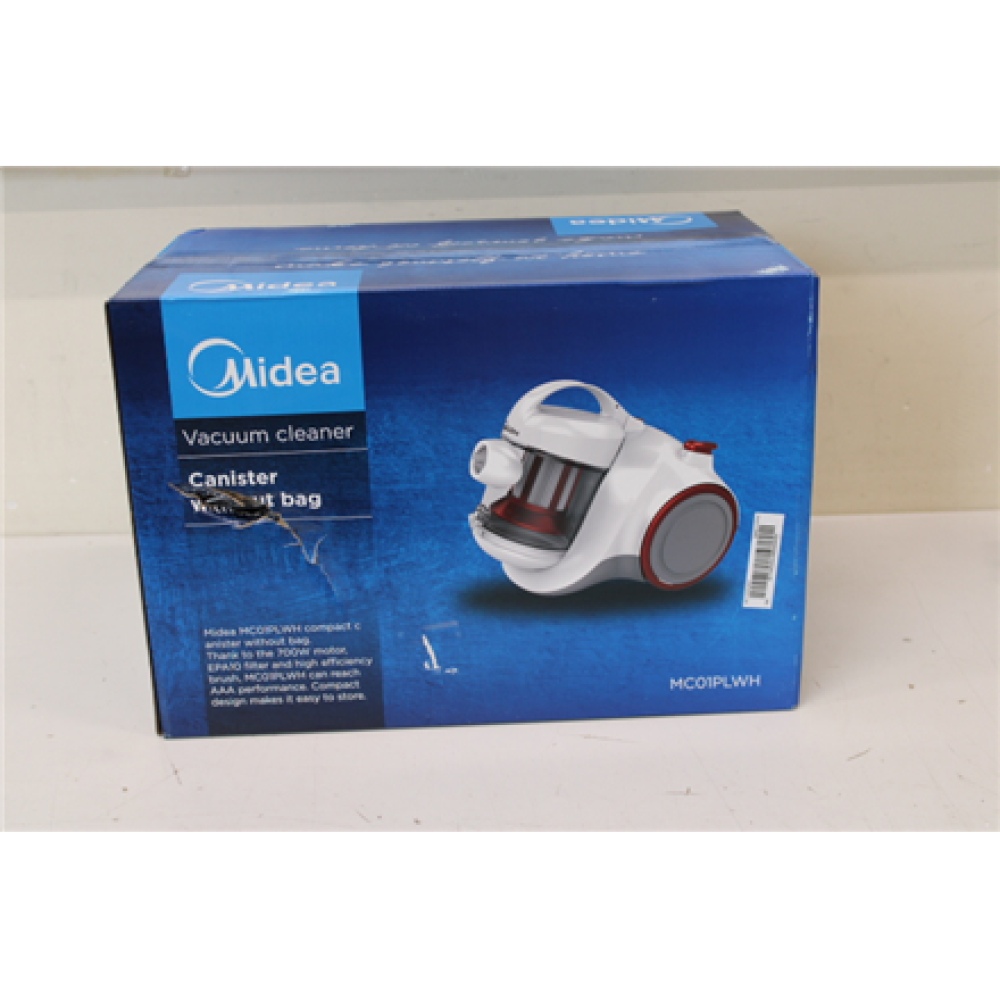 SALE OUT. Midea C5 MC01PLWH Vacuum Cleaner, White , Midea , Vacuum Cleaner , C5 MC01PLWH , Bagless , Power 700 W , Dust capacity 1.5 L , White , DAMAGED PACKAGING