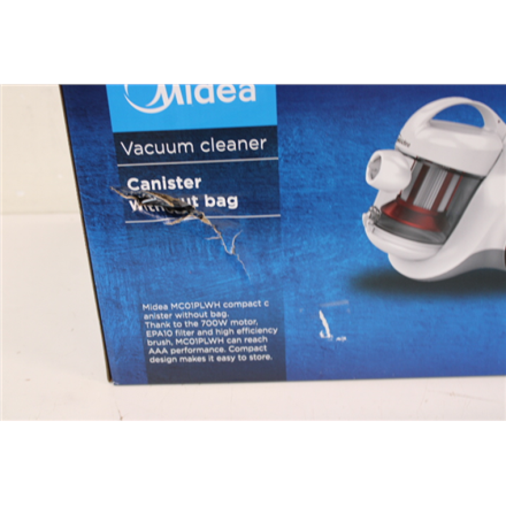 SALE OUT. Midea C5 MC01PLWH Vacuum Cleaner, White , Midea , Vacuum Cleaner , C5 MC01PLWH , Bagless , Power 700 W , Dust capacity 1.5 L , White , DAMAGED PACKAGING