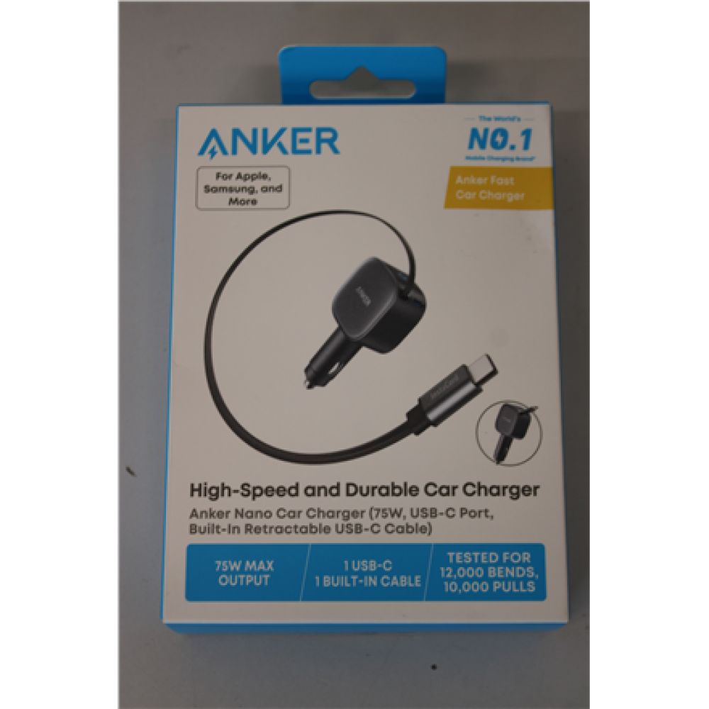 SALE OUT. Anker Nano Car Charger (75W, USB-C Port, Built-In Retractable USB-C Cable) , Anker Nano Car Charger (75W, USB-C Port, Built-In Retractable USB-C Cable) , DEMO