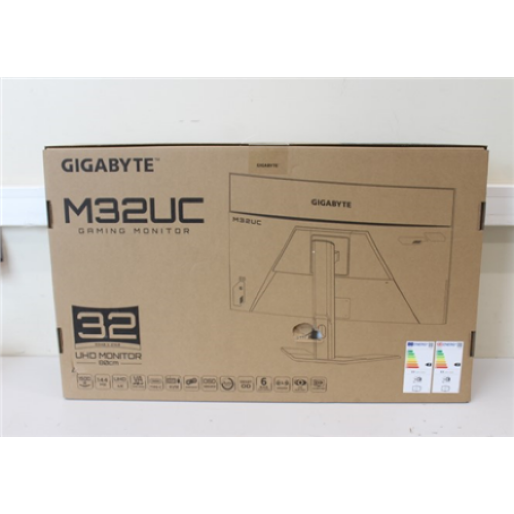 SALE OUT. , Gigabyte , Gaming Monitor , M32UC-EK , 32 , VA , UHD , 16:9 , 144 Hz , 1 ms , 3840 x 2160 , 350 cd/m² , HDMI ports quantity 2 , Black , Warranty 36 month(s) , DAMAGED PACKAGING