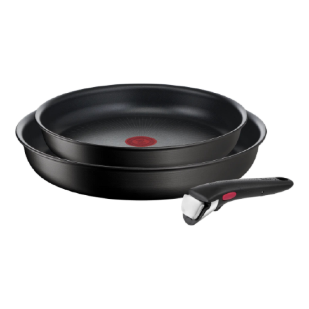 TEFAL , Pan set , Ingenio Eco Resist L3979102 , Frying , Diameter 24/28 cm , Halogen, induction, ceramic glass, gas, electric , Suitable for induction hob , Removable handle , Black