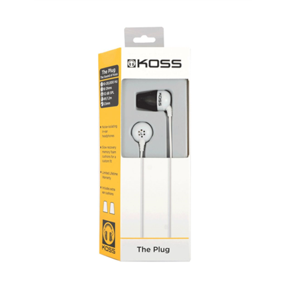 Koss , Headphones , Sparkplug , Wired , In-ear , Noise canceling , Black