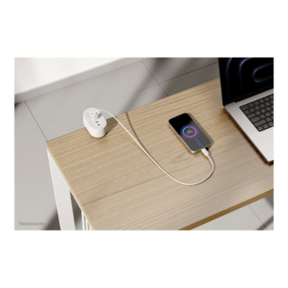 Neomounts , Desk socket with clamp and USB-C and USB-A ports - Quick charge , DS22-840WH6 , White