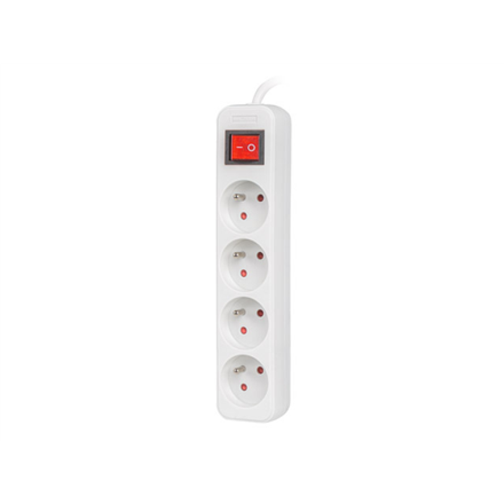 Lanberg Cable Power Strip, 4X French Outlets with Switch, Quality-Grade Copper, 1.5 m , PS1-04E-0150-W