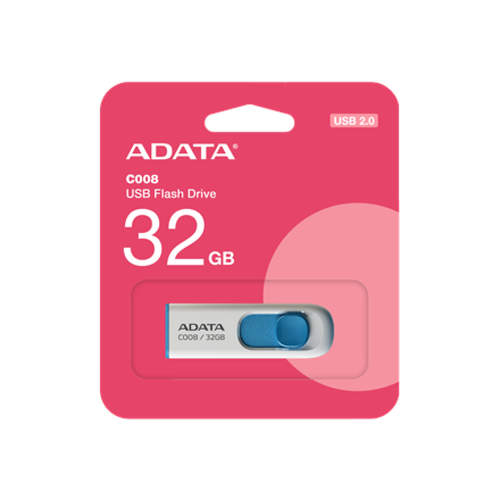 ADATA , C008 , 32 GB , USB Type-A , White/Blue