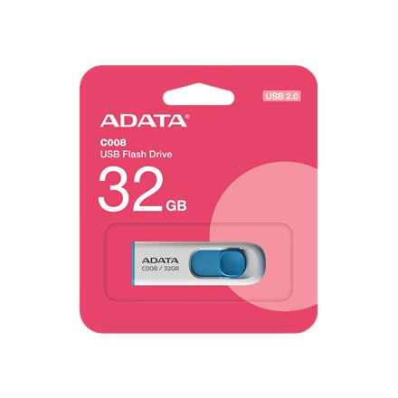 ADATA , C008 , 32 GB , USB Type-A , White/Blue