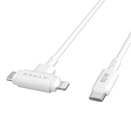 Hyper , HyperJuice Silicone USB-C to USB-C and Lightning Hybrid 60W Cable